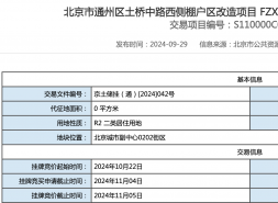 金隅以11.96亿元底价摘得通州土桥地块，销售指导价6.2万/㎡